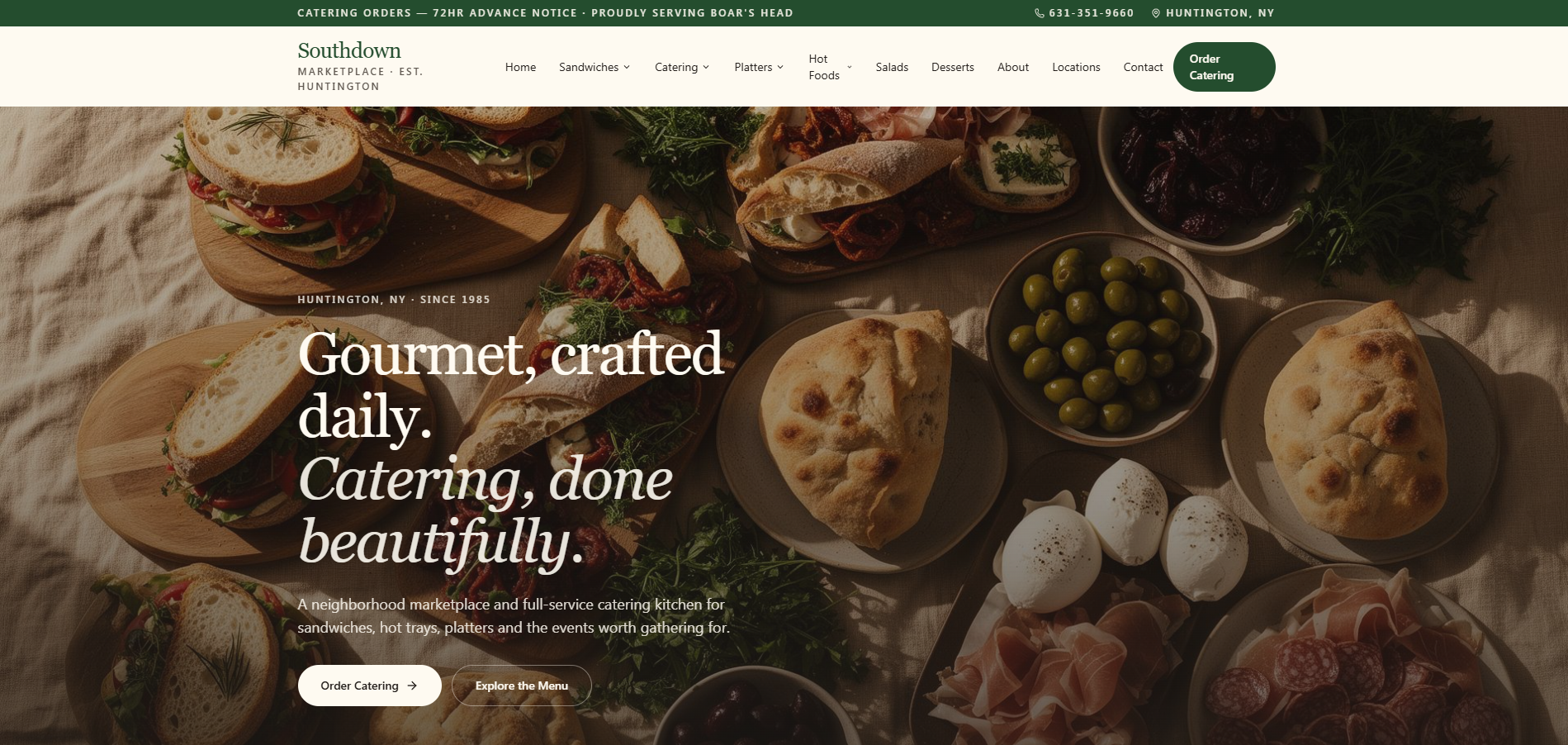Southdown Marketplace website mockup